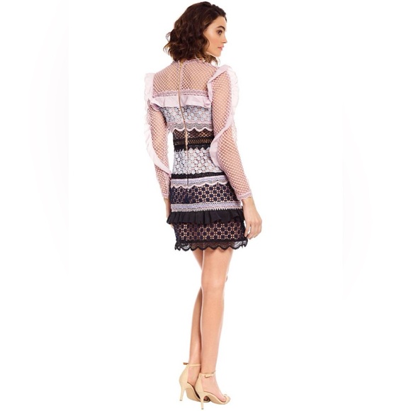 Self-Portrait Bellis Lace Trim Dress With Frilled Sleeves - Picture 3 of 16